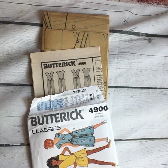 Vintage Butterick Classics 1987 Sewing Pattern 4900 Girl's Jumpsuit/Dress 7-8-10 - Picture 6 of 13